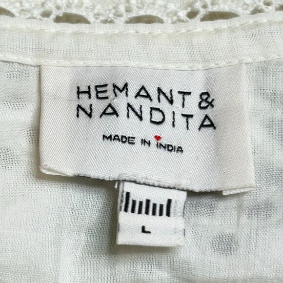 Hemant And Nandita Short Floral Eyelet Scalloped Mini Dress Large - Picture 6 of 10